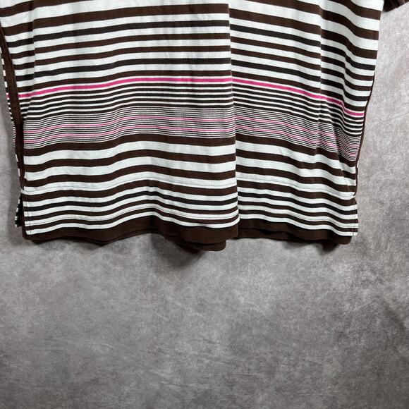 Vintage Francois Girbaud Polo Shirt‎ Mens 2XL Brown Striped Short Sleeve 90s Y2K - Picture 5 of 12